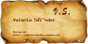 Valenta Sándor névjegykártya