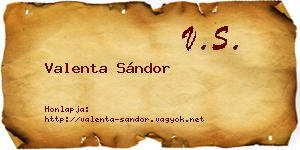 Valenta Sándor névjegykártya