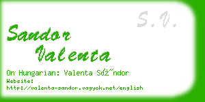 sandor valenta business card